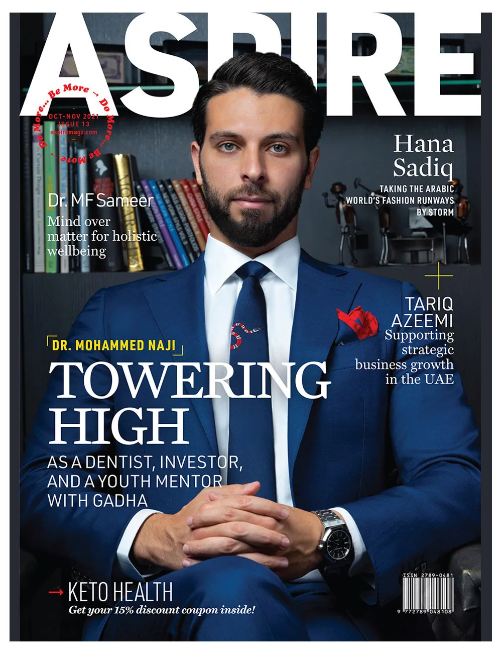 Aspire magazine cover, October–November 2021, with Dr. Mohammed Naji