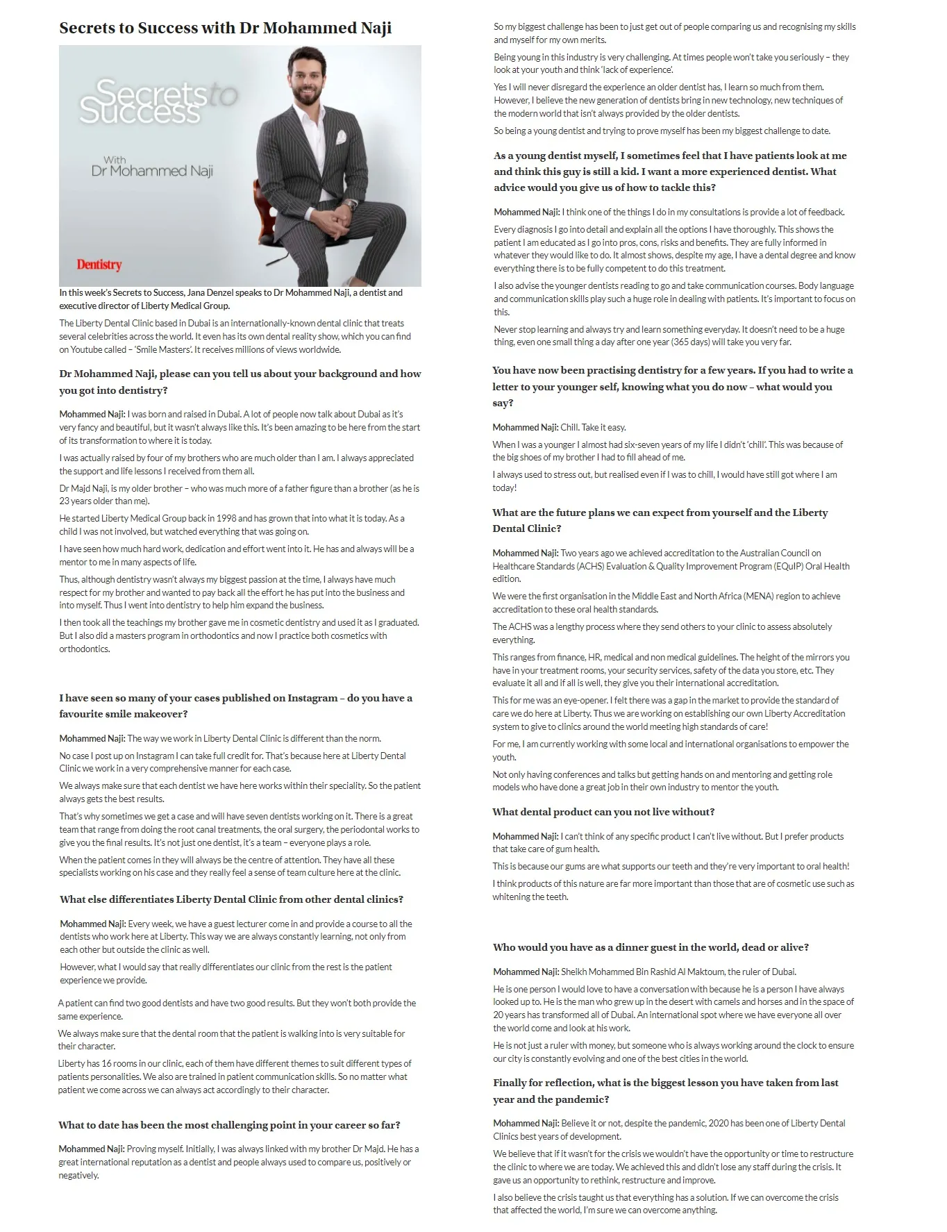 Dentistry interview “Secrets to Success with Dr Mohammed Naji”