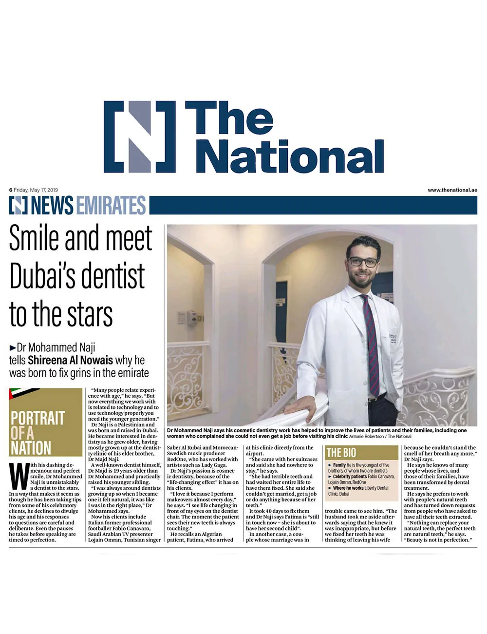 The National newspaper page profiling Dr. Mohammed Naji